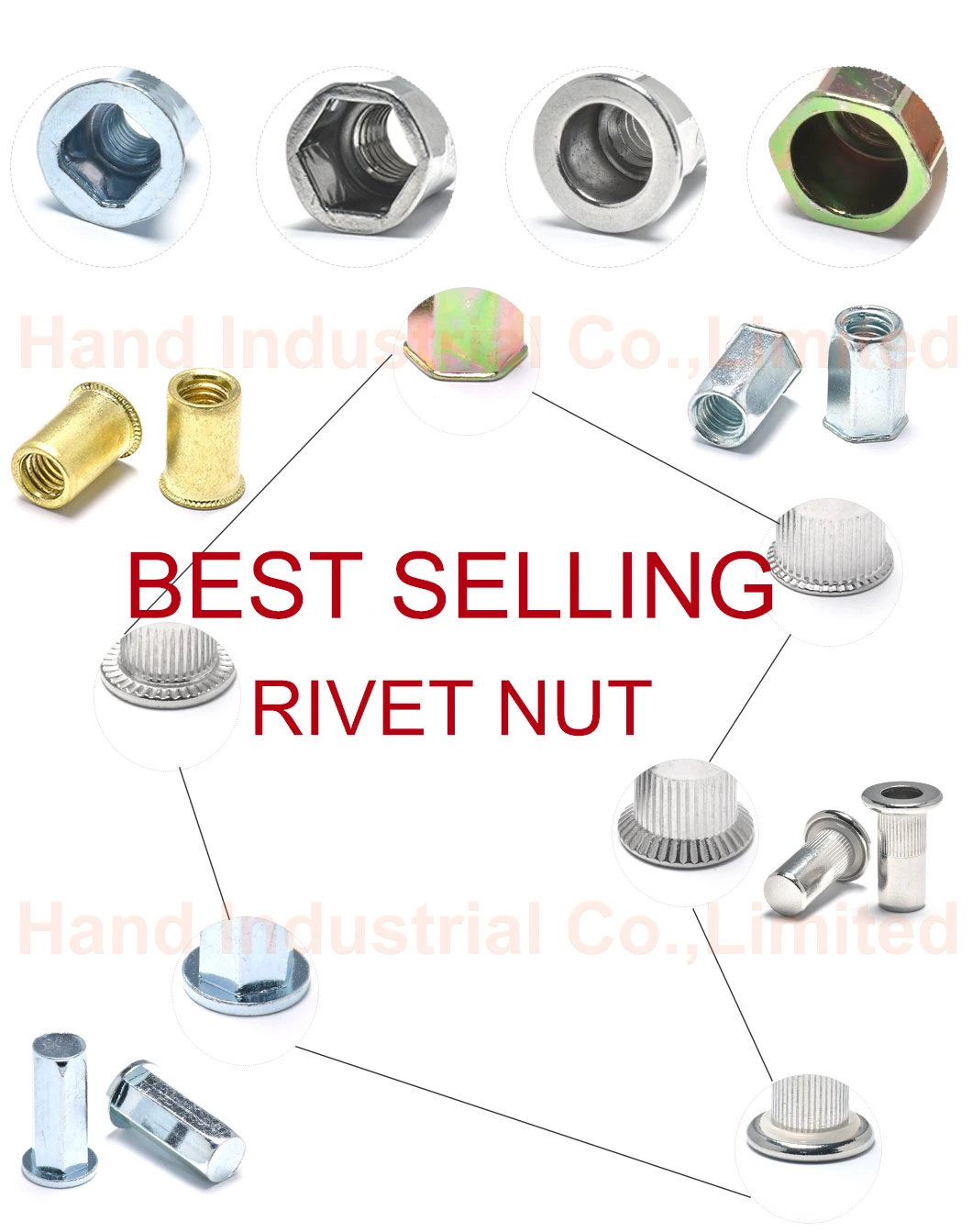 Different Sizes High Quality Aluminum M4 M5 M6 M8 Al Flat Head Knurled Body Rivet Nuts with Open End