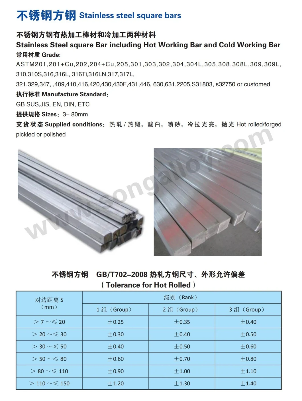 Stainless Steel Cold Drawn Square Bar Furniture Parts